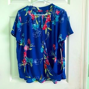 Blue floral blouse
